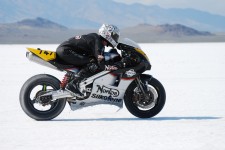 Flat out at the Bonneville Salt Flats on the Factory Rotary Norton