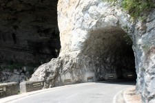 The road runs right into the cave The road runs right into the cave