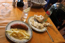 Lunch time, sausage and chips Spanish style Lunch time, sausage and chips Spanish style
