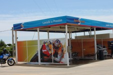 A car wash with pictures of motorbikes! The Spanish are bike mad A car wash with pictures of motorbikes! The Spanish are bike mad