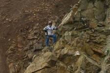 Our Erzberg guide gets a good view of the prologue action