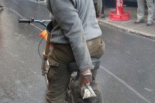 No power - he has to hold the bike up for a burn out!