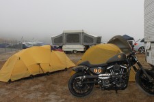 Camping at Laguna, the Sportster stays outside for the night Camping at Laguna, the Sportster stays outside for the night