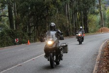 Wet riding as we come down the mountain side - Adam leads Ali Wet riding as we come down the mountain side - Adam leads Ali
