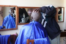 Getting a shave and hair cut Getting a shave and hair cut