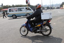 There are few bikers on the road in Johannesburg