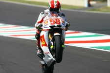Marco wheelies out of the pits during Mugello qualifying Marco wheelies out of the pits during Mugello qualifying