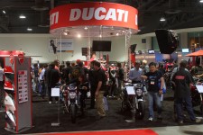 The Ducati stand was mobbed, was it the bikes or the dance show? The Ducati stand was mobbed, was it the bikes or the dance show?