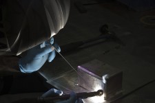 * Aaron's expert hands tig weld the battery box to the under-tray * Aaron's expert hands tig weld the battery box to the under-tray