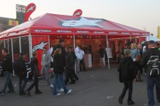 The Alpinestars booth shows of their latest gear The Alpinestars booth shows of their latest gear
