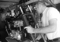 PJ working on the '54 Triumph