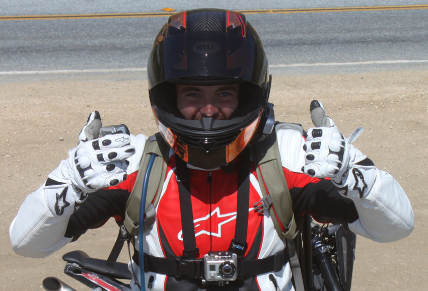 Double thumbs up and a massive grin for talented cameraman Nik - MotoGeo